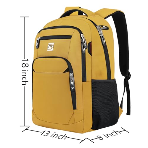 Laptop Backpack,Business Travel Anti Theft Slim College Backpack | Water Resistant Durable Computer Bag Gift for Women & Men Fits 15.6 Inch Laptop and Notebook - Yellow - color: Yellow, size: 15.6 Inch, style: Laptop