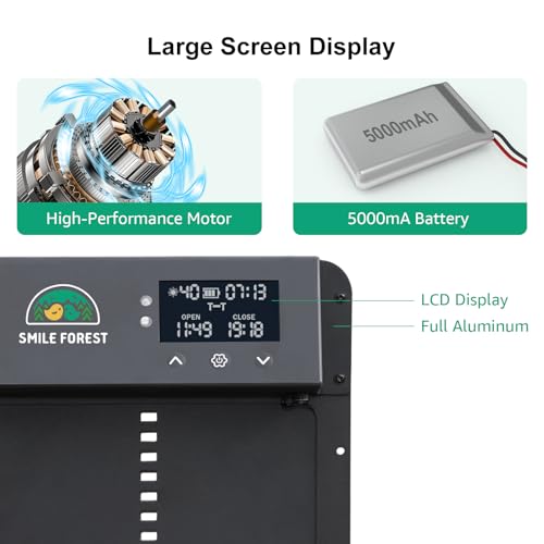 Automatic Chicken Coop Door Solar Powered, Automatic Chicken Door with Timer & Light Sensor, Aluminum Alloy Chicken Door with Multiple Modes