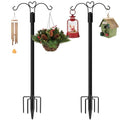Shepherds Hooks for Outdoor, 2-Pack 60 Inch Heavy Duty Bird Feeder Pole, Garden Pole for Hanging Plants, Lantern, Hummingbird Feeder, Hanging Plant Stand with 5 Base Prongs - size: 60 Inch, style: Style E
