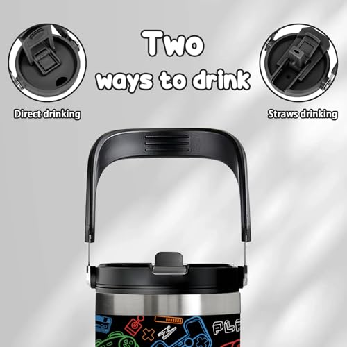 Game Gift for Boys Girls - 30oz Stainless Steel Insulated Tumbler with Top Handle, Leak-Proof Tumbler for Gamer, Games Travel Coffee Mug for School Travel, Game Lover Christmas Gifts Cup(1pc) - color: Game2