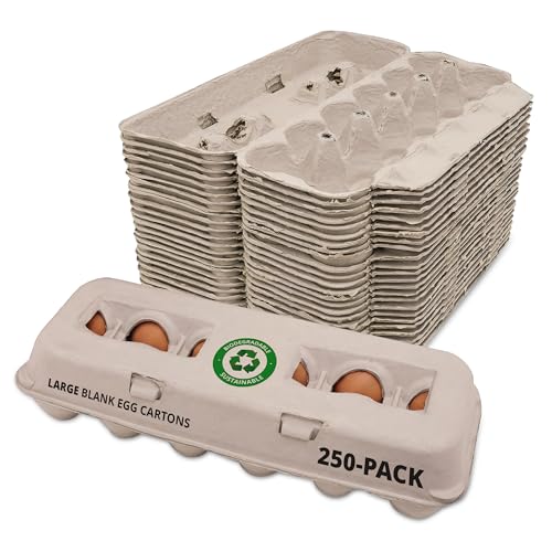 Stromberg's Large Blank Egg Cartons, Bulk Pack for Large Eggs, Perfect for Custom Branding, Safe & Secure Egg Storage, Convenient Stacking for Easy Transport and Storage, 250 Pack