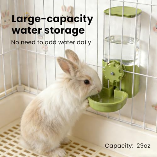 Rabbit Water Bottle for Cage Crate, 29oz No Drip Hanging Automatic Pet Water Dispenser for Small Animal Guinea Pig Bunny Chinchilla Ferret Hedgehog Puppy Cat (Green) - color: Green