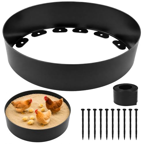 Bottomless Chicken Dust Bath Tub, 37 X 5.9 in Adjustable Large Chicken Bath Container, Heavy Duty PE Landscape Edging Border for Chicken, Ducks, Turkeys, Outdoor Patio & Farm Use