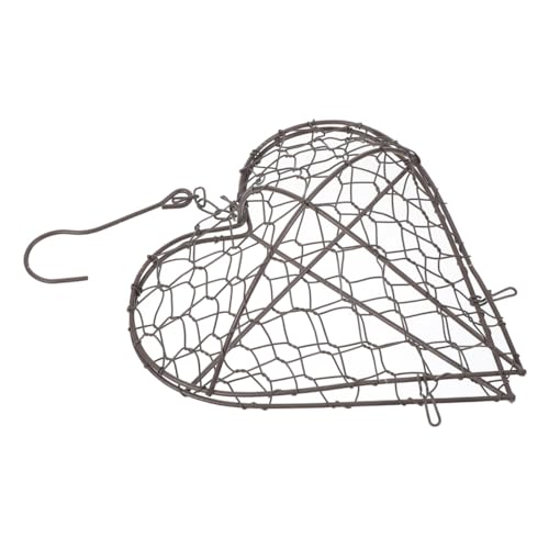 HANABASS 3pcs Flower Hanging Basket Heart Shape Frame Pot for Home Decoration Rustic Wall Planter for Plants and Greenery Display - color: Brown3, size: 36.5X20CM