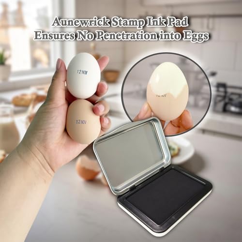 Ink Stamp Pad for Egg Date Marking,Black Red and Blue Colors Available, Metal Case (Black) - color: Black