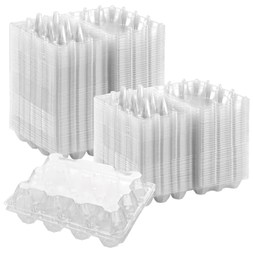 40 Pack Plastic Egg Cartons Bulk, 12 Count Chicken Duck Eggs, 1 Dozen Jumbo Clear Refrigerator Egg Trays