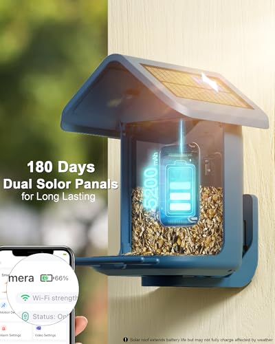 Bird Feeder with Camera Solar Powered : Smart Camera Bird Feeder 2K Live Feed Cam for Outdoor Backyard - Ai Identify Auto Capture Videos Pictures, Gifts for Birdlover Mom Dad, 2.4GHz WiFi - color: Blue