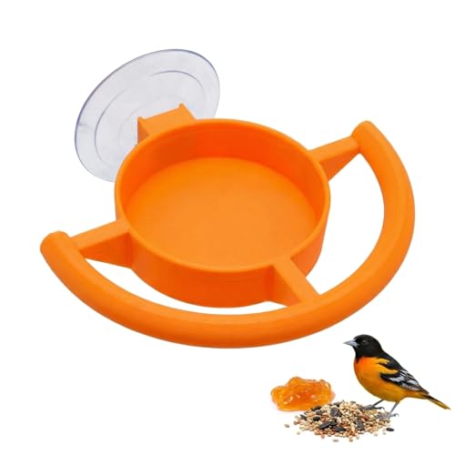 Window Bird Feeder with Strong Suction Cup, Vibrant Orange Bird Watching Feeder for Wild Birds, Easy to Clean Tray and Curved Perch, Perfect Bird Watching Gift for Garden & Home (1Pcs)