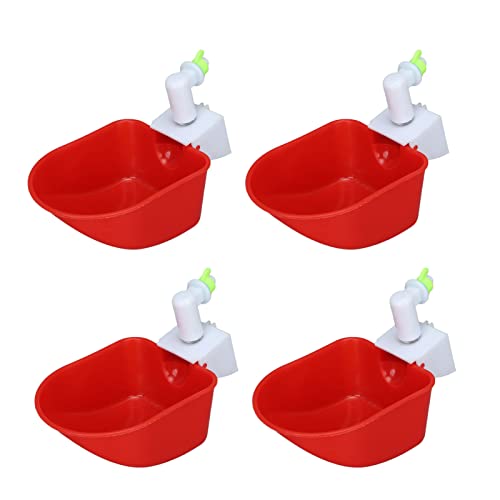 Automatic Poultry Fount, Large Drinking Bowl, Universal Red PP Poultry Waterer with Grooves for Water Conservation, Ideal for Chicken Duck Goose Quail Bird Cat Dog