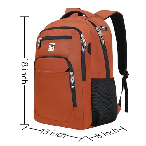 Laptop Backpack,Business Travel Anti Theft Slim College Backpack | Water Resistant Durable Computer Bag Gift for Women & Men Fits 15.6 Inch Laptop and Notebook - Orange - color: Orange, size: 15.6 Inch, style: Laptop