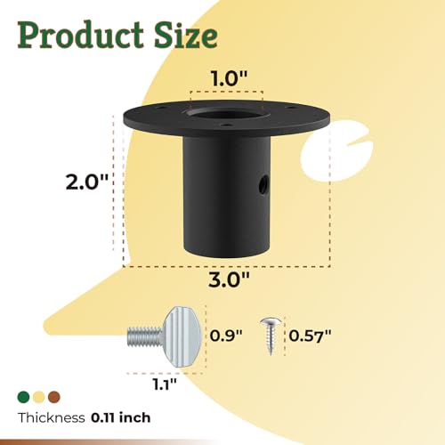1" Bird Feeder Pole Mount Flange 1202 with Hardware Kit, Steel | Tray Feeders Round Pole Mounting Adapter Flange Bracket, Bird Box Bird House Feeder or Platform on Pipes Poles