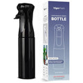 VIGOR PATH Continuous Spray Bottle for Hair – Fine Mist Mister for Hairstyling, Cleaning, Plants, Pets, Barbers, Salons, and Essential Oil Applications (300ml/10.1 oz) Black - color: Black - 10oz