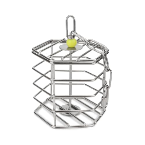 Hypeety Parrot Foraging Feeder, Stainless Steel, 4.09 x 4.09 x 3.85 in, Bird-safe, Dishwasher Safe, Filled with Nuts, Fruit or Veggies - size: Feeder