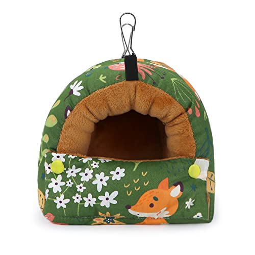 Wontee Bird Nest House Winter Warm Snuggle Hut Bird Bed Hanging Hammock for Parrots Budgies Parakeets Caique Senegal Cockatiels Conures (Small, Green) - color: Green, size: Small