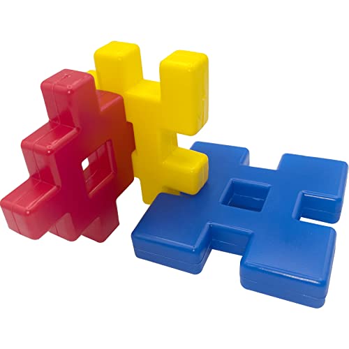 by M&M 1012 Pk3 Large Block Connectors - Brightly Colored Connecting Large Smooth Plastic Bird Foot Toys, Interesting Chunky Shapes, Versatile in Uses, Assorted Shapes and Colors