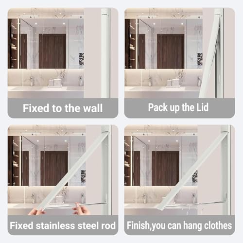 Clothes Drying Rack Folding Indoor,Laundry Room Organization,Wall Mounted Drying Racks for Laundry,Laundry Drying Rack Collapsible,Laundry Drying Rack,Retractable Clothesline (Pearl White) - color: Pearl White