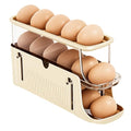Adjustable Egg Holder for Fridge, Space Saving Egg Organizer Container, Automatic Rolling Egg Dispenser for Refrigerator, Clear Tray for Kitchen Countertop, Home, RV and Dorm Room