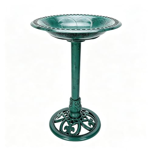 Outdoor Antique Bird Bath Polyresin Lightweight Garden Birdbath for Outside Weather-Resistant Bird Baths(Green) - color: Green