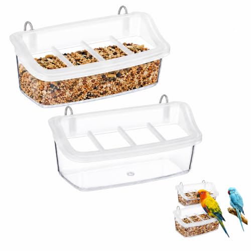 2Pcs Bird Feeder for Cage, Transparent Hanging Bowl for Parakeets & Birds | bird cage feeder with hanging design for food and water, helping keep cages cleaner for parakeets and small birds