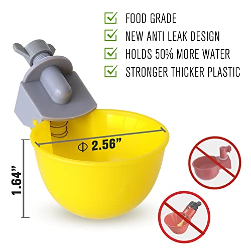 (6 Cups) Chicken Water Cups Feeder, Automatic Chicken Waterer, Anti-Leak System, Holds 50% More Water, Suitable for Chicks, Chicken, Duck, Quail, Turkey
