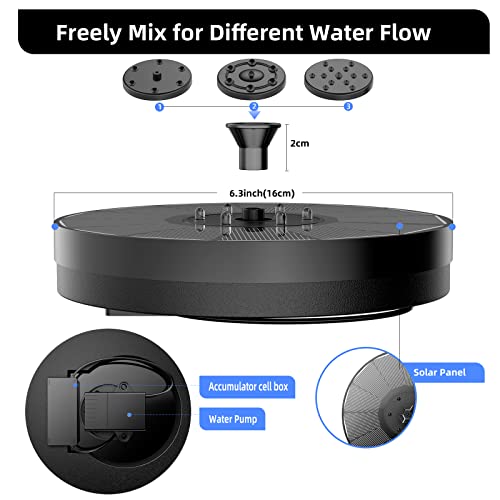 Solar Powered Fountain 4W Bird Bath Fountains Pump Upgraded Glass Panel Fountains with Color LED Lights 7 Nozzles & 4 Fixers for Garden Small Pond Outdoor Swimming Pool Fish Tank