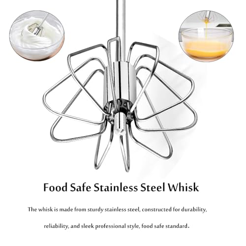 Stainless Steel Semi-Automatic Egg Whisk Set, 2PCS Hand Push Rotary Manual Mixer for Cooking, Whisking, Beating and Stirring (10&12 Inch) - color: Red (10&12in)
