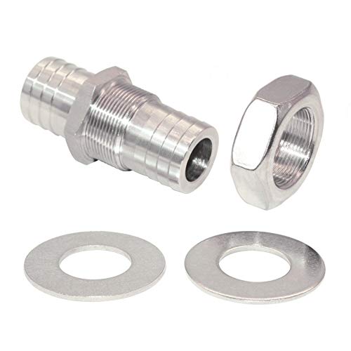 Beduan 3/4" Hose Barb Thru-Bulk Bulkhead Straight Hex Union Stainless Steel Fitting - size: 3/4" Hose Barb, style: Pack of 1