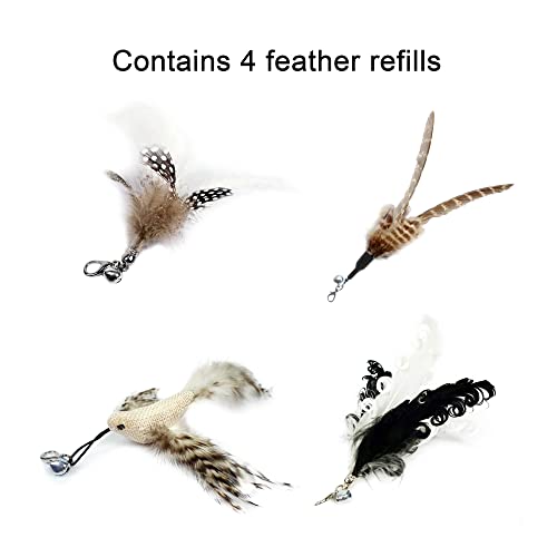 TTcat Cat Wand Toys,Interactive Bird Simulation Toy Set,Fishing Pole,35'' Flexible Steel Wire and 4Pcs Feather Refills,Teaser Toys for Indoor Cat and Kitten.