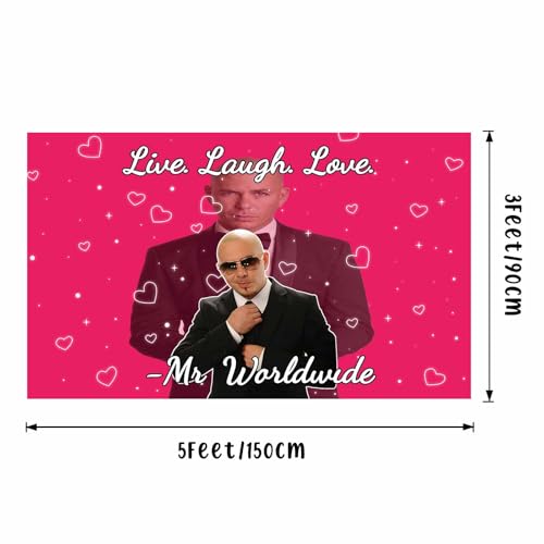 Live Laugh Love Pink Flag 3X5 Feet Mr Worldwide Banner College Dorm | Living Room,Man Cave Frat Wall Outdoor Decor,With 4 Brass Grommets - color: G6