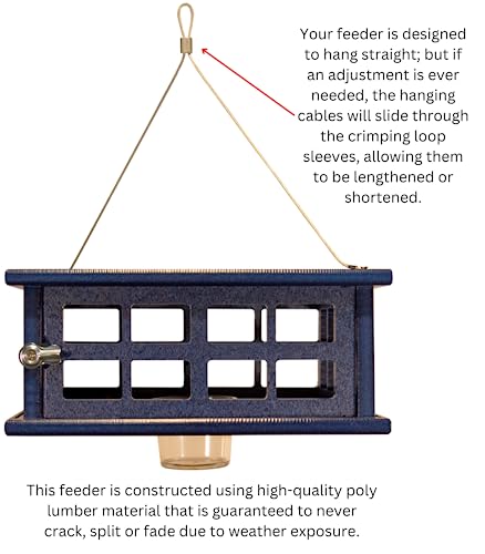 Recycled Poly Lumber Caged Platform Bluebird Feeder (Blue) - color: Blue/Blue