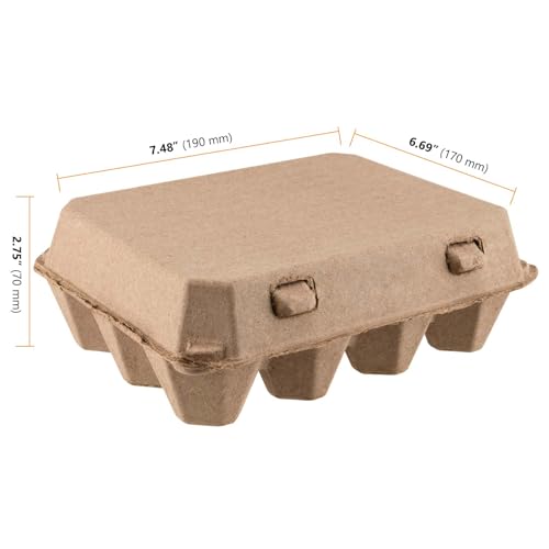 SEUNMUK 50 Pack 12 Cell Empty Egg Cartons,Brown Pulp Fiber Egg Tray Holder Stackable Egg Container holder with Lids for Storing Eggs ﻿ - size: 50 Pack 12 Cell