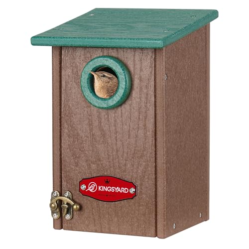 Kingsyard Recycled Plastic Bird House for Outdoors - Weatherproof Wren Bird Nesting with Predator Guard & Air Vents, Green - color: Green