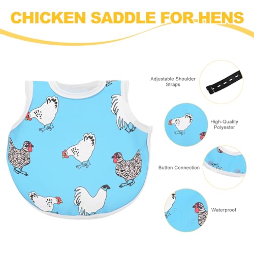 M METERXITY 2-Pack Chicken Saddle for Hens, 4.9 Inch Polyester Chicken Apron Back Protector with Adjustable Strap, Vest Jacket Mating Clothe [Blue]