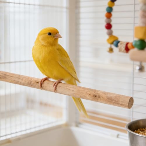 Kisangel Bird Cage Perches 5 Pack Natural Wood Parrot Perch Set with Built-in Bolts and Wing Nuts Claw Grinding Stand Toys for Parakeet Cockatiel Budgie Finch 11.81In Length