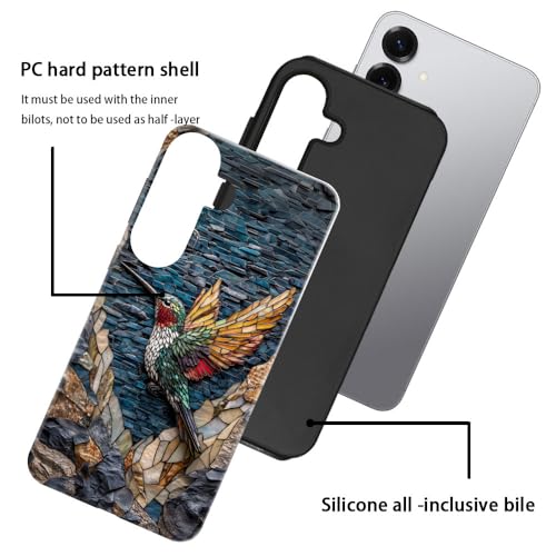 Compatible with Samsung Galaxy S25 Plus Case,Glossy Case All-Round Protection Shockproof Anti-Scratches TPU Cover,Cases for Man Woman-Hummingbird Stained Glass - color: Hummingbird Stained Glass, size: Galaxy S25 Plus