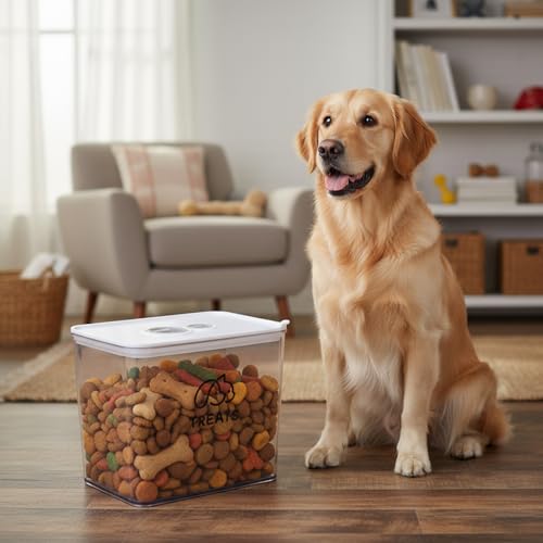 4Qt Pet Food Storage Containers, Airtight Dog Food Storage Container with Chronograph Wheel Design, Dog Treat Container with Suitable for Pet,Bird Seeds,Dog & Cat Treats(White) - color: 1pack