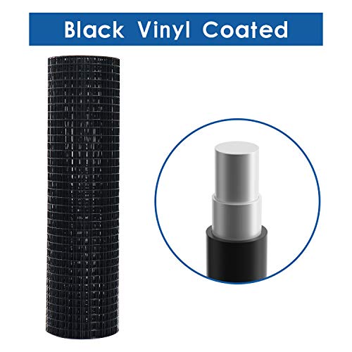 48'' x 50' 1/2inch Hardware Cloth 19 Gauge Black Vinyl Coated Welded Fence Mesh for Home and Garden Fence and Home Improvement Project - size: 48'' x 50'-19 Gauge