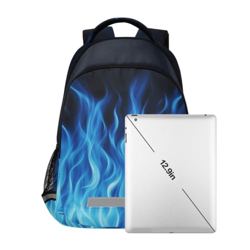 Kids Blue Flame Backpack for Boys Girls School Bags | Elementary Middle, Travel Daypack Lightweight Waterproof with Reflective Strip - color: Blue Flame