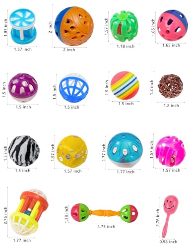 20-Pack Bird Toys for Parakeets, Budgies | Colorful Cage Accessories with Bells, Chewing Fun, 1.6 in - 5.5in - size: 1.6'' - 5.5''