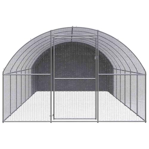 Large Outdoor Chicken Coop, 118.1 x 315.0 x 78.7 in Walk-in Metal Poultry Run with Cover, Galvanized Steel Hen House Cage for Ducks, Rabbits and Small Animals, Silver - color: Silver-I