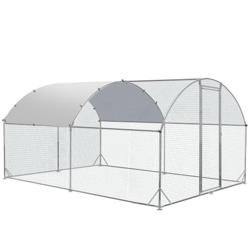 Large Metal Chicken Coop Round Top Upgrade Tri-Supporting Wire Mesh Chicken Run,Chicken Pen with Water-Resident and Anti-UV Cover,Duck Rabbit House Outdoor (13'L x 9'W x 6.5'H) - size: 156.0"L x 108.0"W x 78.0"H