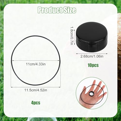 Poultry Fountain Renewal Waterer Parts, Compatible with Miller PPF3 PPF5 PPF7 10 Plastic Replacement Cap 4 O-Ring Chicken Poultry Feeder Fountain Renewal Parts Kit 3/5/7 Gallon