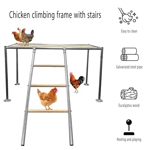 Chicken Roosting Ladder, Chicken Perch Coop, Large Metal Coop Accessories, Strong and Durable, Easy to Installation&Clean, Backyard Playground, 43.3' L X 19.3' W X 39.4'