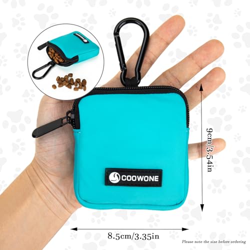 Dog Treat Pouch Pocket Sized Pet Puppy Training Pouch for Dog Training Behavior Aids, Waterproof Nylon Fabric Dog Poop Bag Holder, Hands Free Dog Walking Bag with Metal Carabiner(Lake Green) - color: Lake Green
