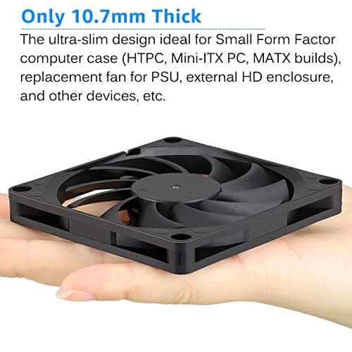 GDSTIME 80mm x 80mm x 10mm 12V Computer Case Brushless DC Cooling Fan 2Pin | Slim PC Fan 10mm, Replacement for Tight Spaces, 3D Printer Power Supplies, Hard Drive Case, MATX PSU - 8010, 80x80x10mm - size: 80x80x10mm