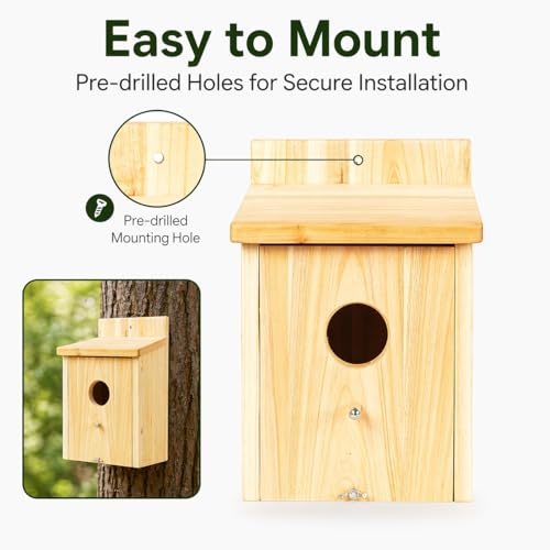 Wooden Bird Houses for Outside Birdhouses Nest Bluebird House for Cardinals Finch Wren Swallow for Garden Viewing 1B - size: 6inch×6inch×9inch