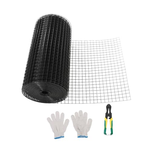 1 in Hardware Cloth, 24 in x 100 ft Chicken Wire Fence, Chicken Wire Mesh Roll with Pliers and Glove for Rabbit Cages, Chicken Coop Fences and Poultry Enclosures(16 Gauge, Black) - color: Black, size: 1in 24in x 100ft(with Gloves and Plier)