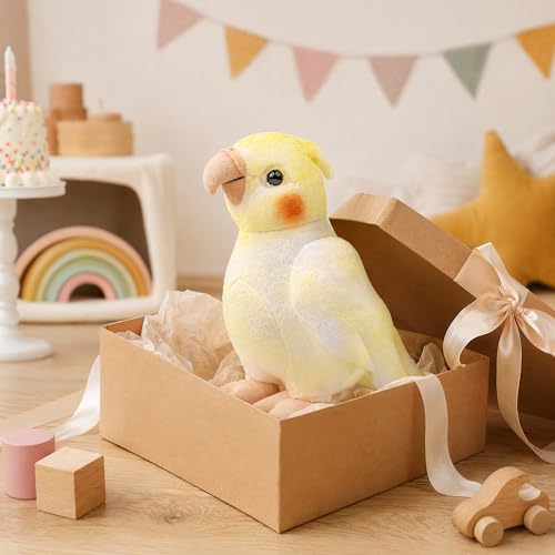 Cockatiel Plush Toy Set - 2pcs Simulation Yellow and Grey Parrot Stuffed Animal, Cute Little Bird Doll as Gift for Your Friends 7 Inch - style: Gray and Yellow