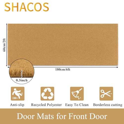 SHACOS 2x6ft Artificial Coir Long Door Mat Indoor Outdoor | Non-Slip, Low Pile 0.3", Dirt Trapping, for Front Door Entrance Porch Entryway Hallway Backyard - color: Artificial Coir, size: 2x6ft