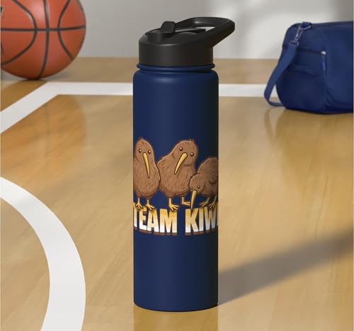 Team Kiwi Bird Kiwi Animal Cute Kiwi New Zealand Bird Stainless Steel Insulated Water Bottle - color: Navy Blue